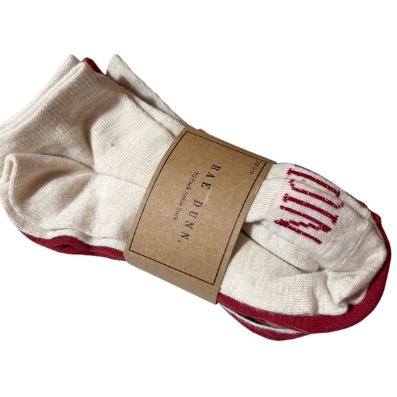 New Rae Dunn Christmas Socks Ankle Length 10 Pair Womens Size 5 - 10 Red Black - Picture 2 of 6